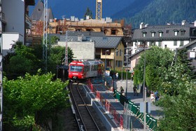 L’arrêt Chamonix-Aiguille du Midi est en construction en juin 2009.