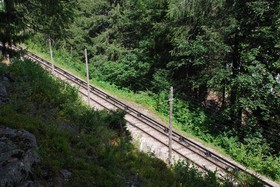 Ces rangées de fils électriques permettent la détection des pierres qui tomberaient sur la voie.