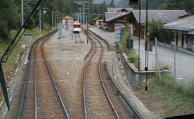 Le faisceau d’aiguillages à l’entrée de la gare du Châtelard-Frontière, côté France.