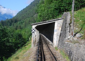 La sortie du plus long paravalanche, peu avant d’arriver à Argentière.