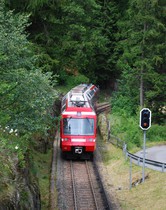 La rame Z 800 n<sup>o</sup> 22 s’apprête à entrer en gare du Châtelard.