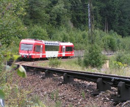 Après la gare de Servoz, la voie s’engage à nouveau dans un profil difficile : 80 mm/m.