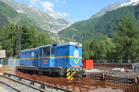 Locomotive diésel de travaux utilisée pour les travaux de 2012-2013.